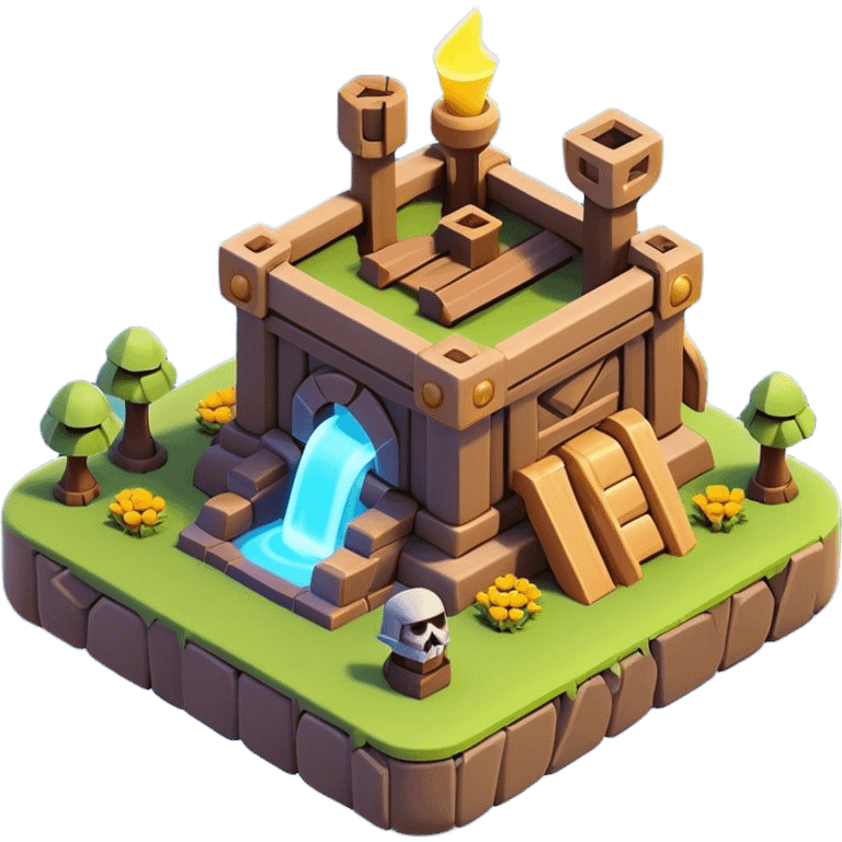 Clash of Clans aesthetic: Cinematic Playful 3D Isometric Scroll Emoji, rendered in a 3D vector-style similar to standard emojis with minimal shading and bold, simplified shapes. A compact, distinct form with signature details, softly glowing with a fantasy RPG magic charm. Simplified yet unmistakably iconic, highly detailed and consistent, glowing with a soft radiance and high shine. Stylized with a touch of heroic grandeur and a soft glowing outline, capturing the essence of a beloved gaming relic with a friendly, playful manner! emoji