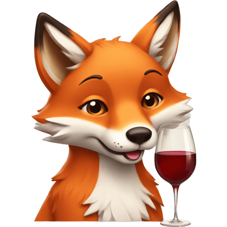 Fox drinking wine emoji