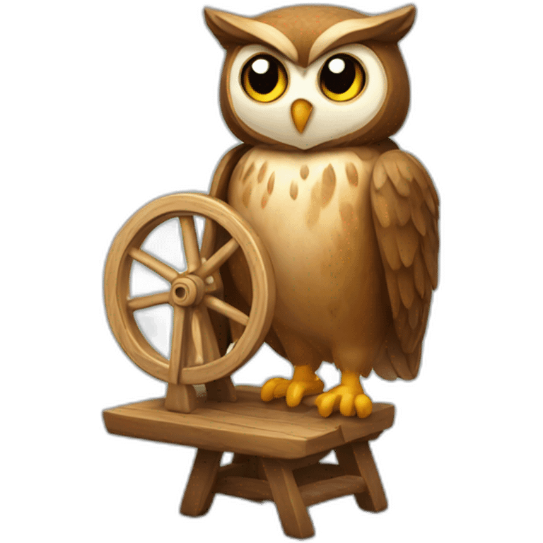 Owl with spinning wheel emoji