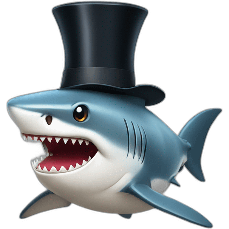 Shark with a top hat emoji