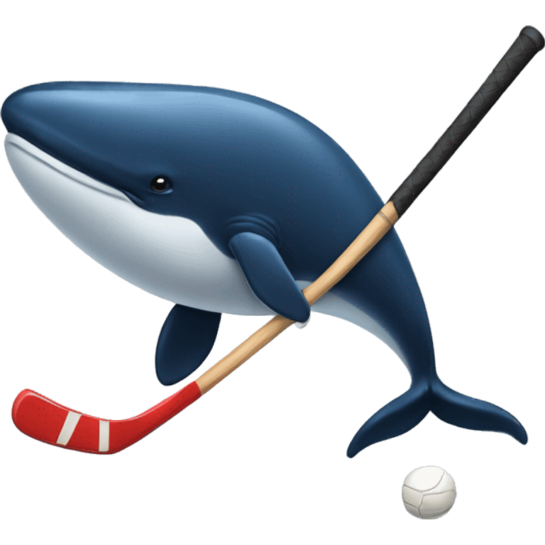 A whale holding a hockey stick emoji