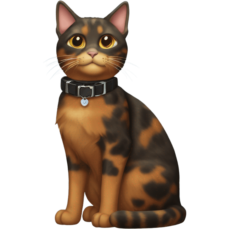 tortoiseshell cat with cat collar full body from half side perspective emoji