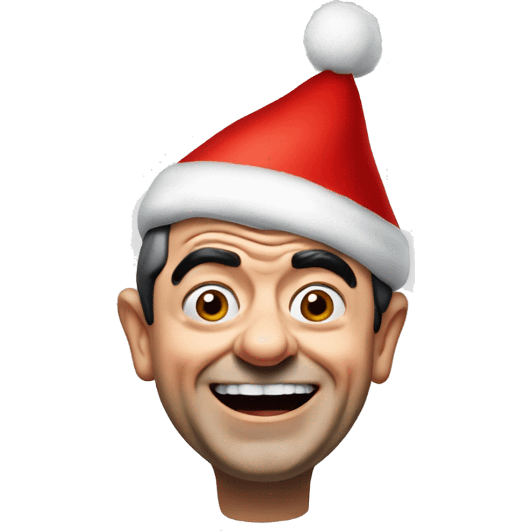 Mr bean happy with Christmas hat emoji