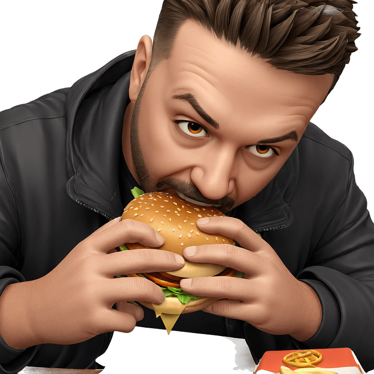 mature male enjoying burger emoji