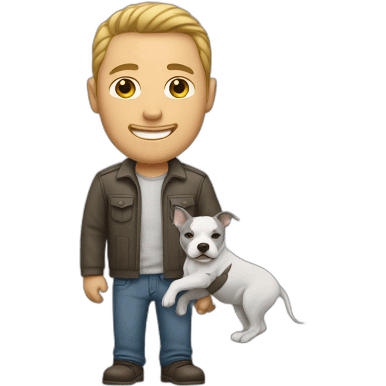 The white man who holds the grey pitbul emoji