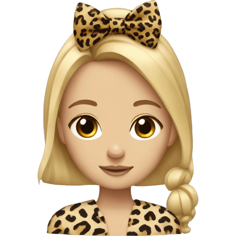 Blonde girl with leopard print bow emoji