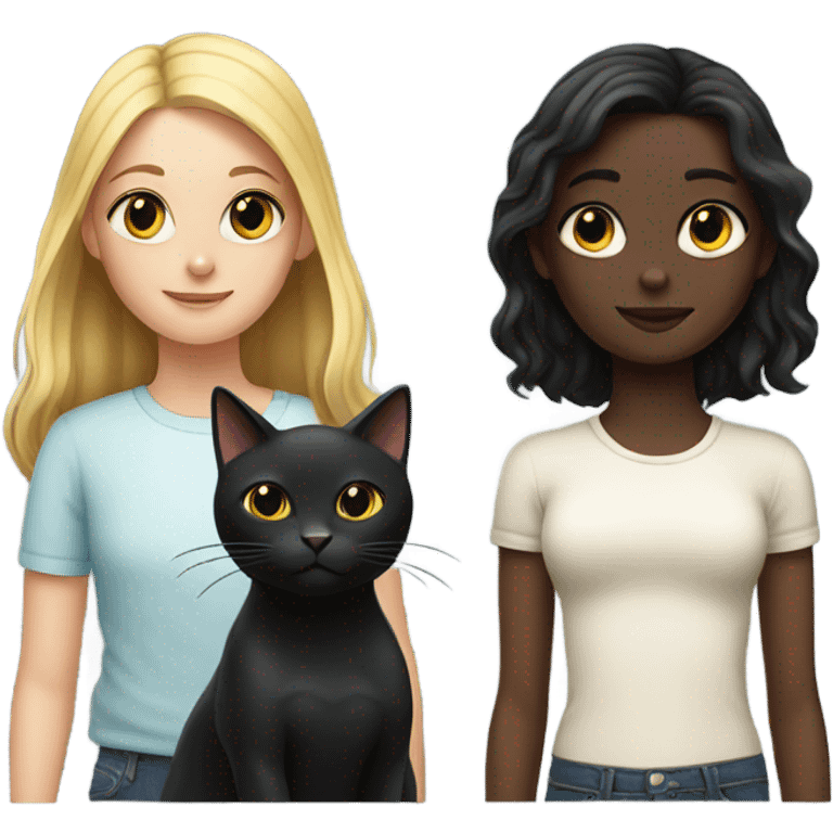 Cat black and girl white emoji