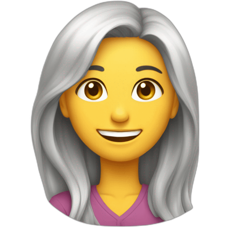 mujer pelirroja sonriente pelo largo ojos color miel emoji