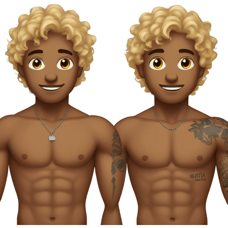 Medium brown boy with blonde curly hair shirtless with tattoos  emoji