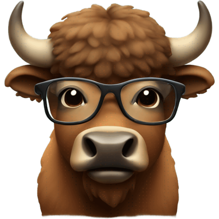 cute bison in glasses emoji