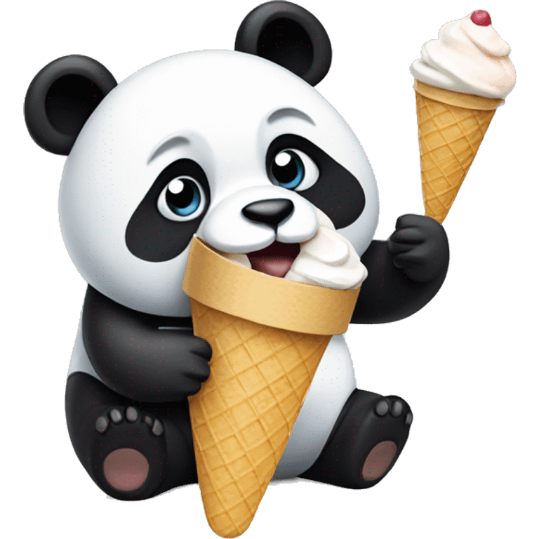 Panda eating ice cream emoji