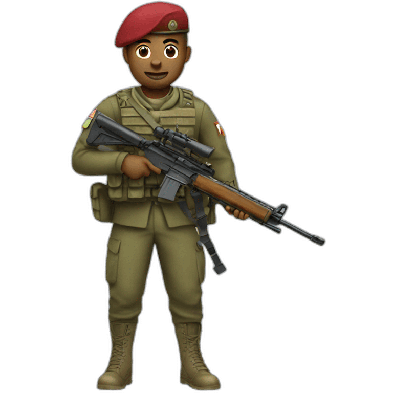 soldier pointed with his rifle to the camera emoji