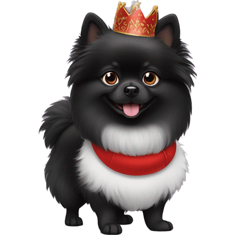 Black Pomeranian Spitz in a New Year's costume emoji