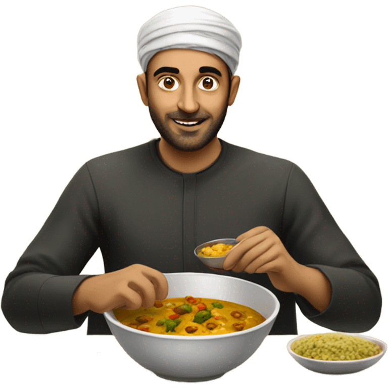 Iraqi man eating curry emoji