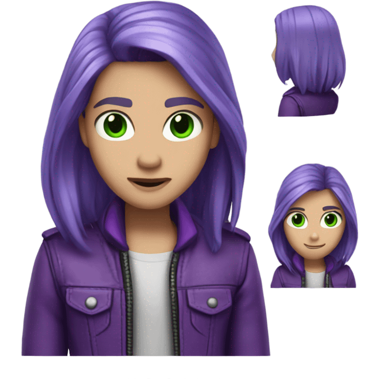 Mal from Descendants (white skin, long straight purple hair, green eyes, purple leather jacket) emoji