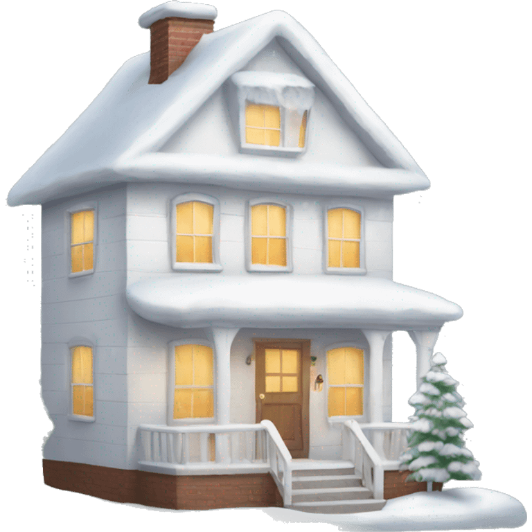 cozy white Christmas house emoji