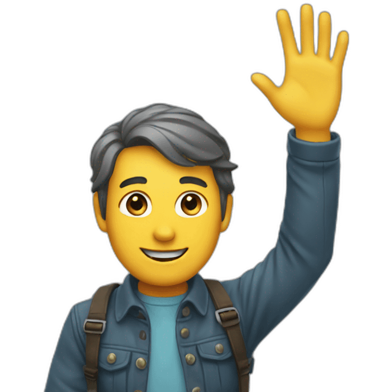 Man waving to girl emoji