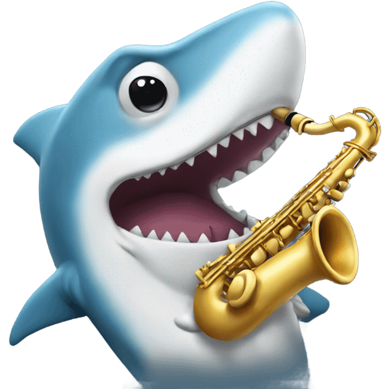 Hammerhead shark playing a saxophone emoji