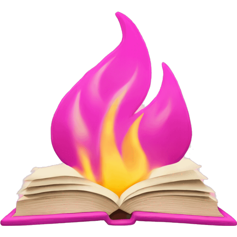 a pink book with flames emoji