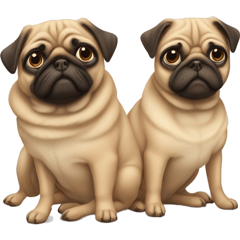 Five tan pugs next to each other emoji