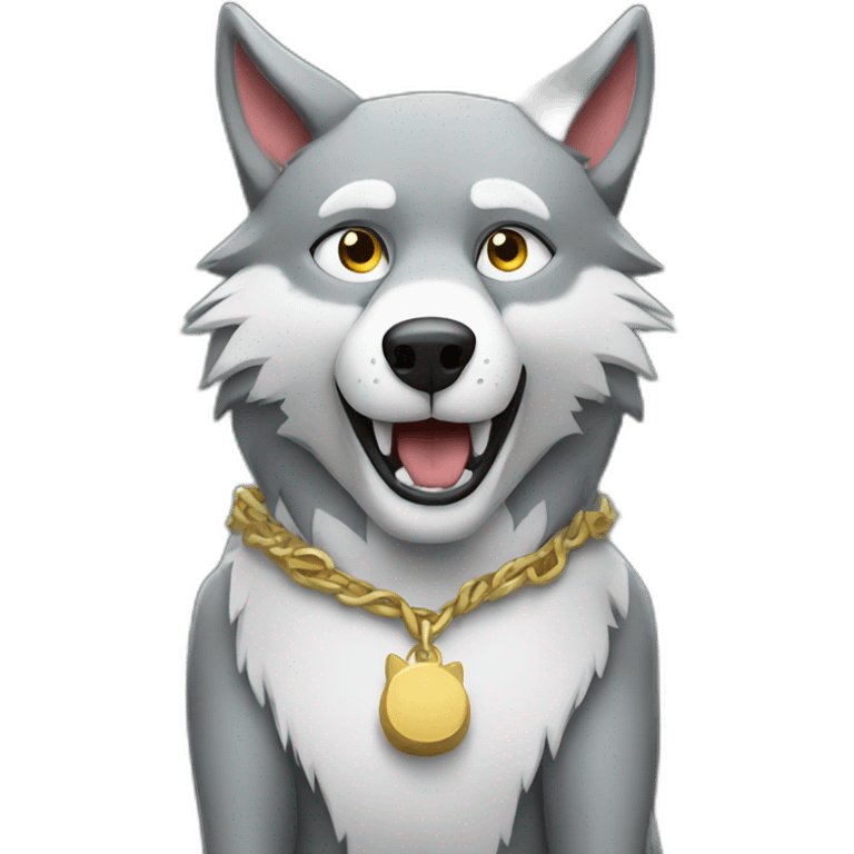 cartoon wolf with a ton of money emoji