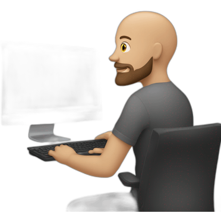 bald white man with beard programming on his computer emoji