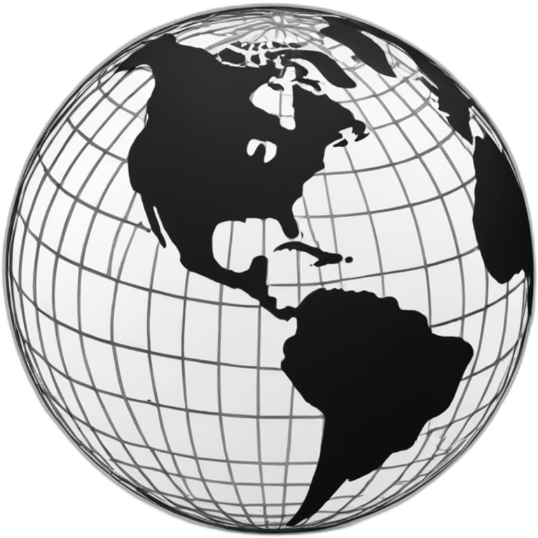 black and white globe matrix emoji