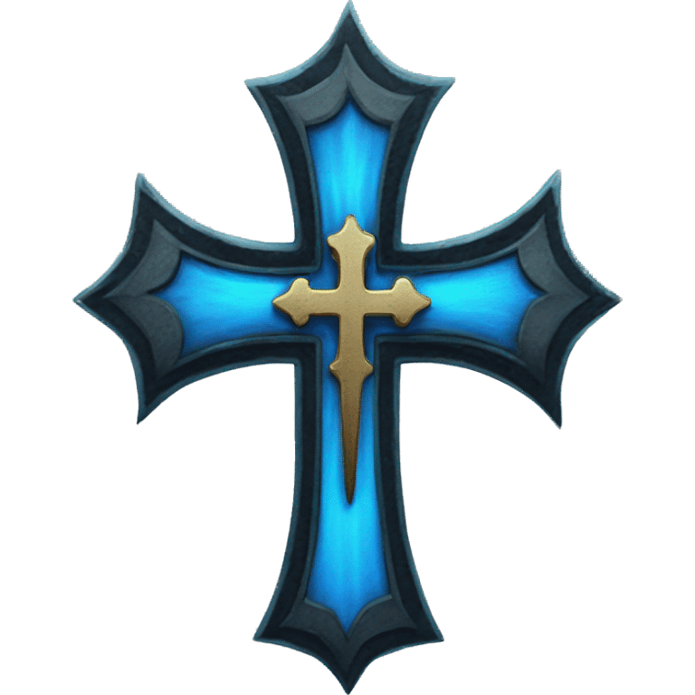 A blue gothic cross with wings emoji