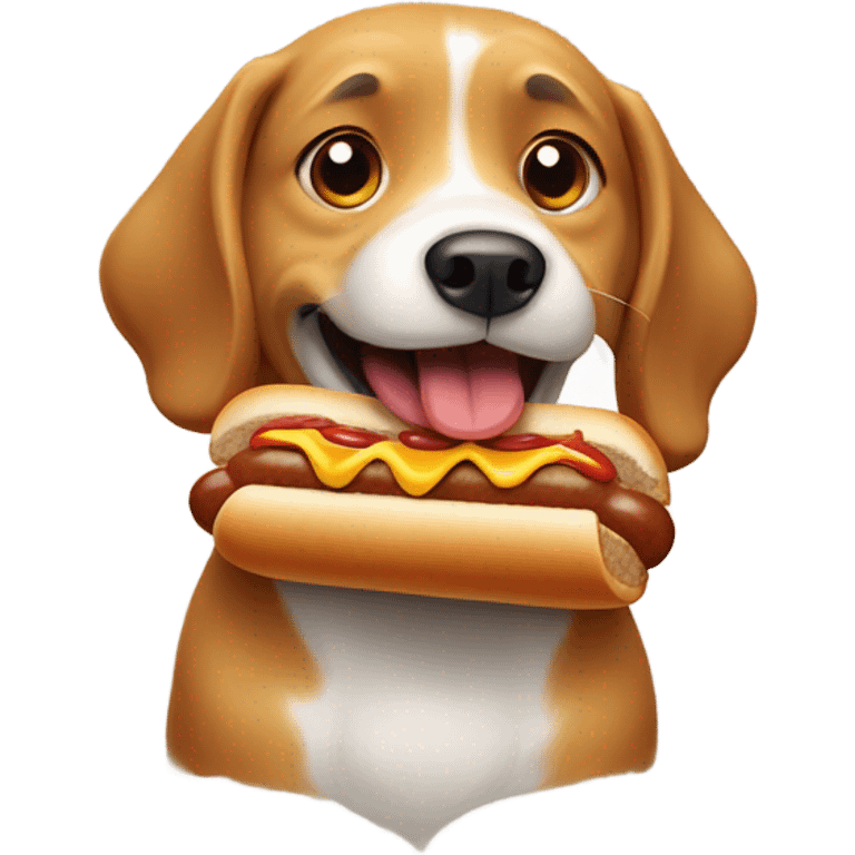 dog eating hotdog emoji