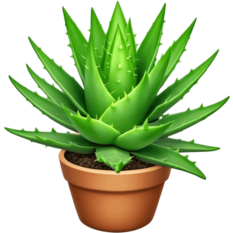 Cinematic Realistic Aloe Vera Emoji, Plump and succulent, with thick, fleshy leaves arranged in a star-like rosette. The vibrant green leaves have a slightly spiky texture, exuding a sense of resilience and healing. Soft glowing outline, capturing the essence of natural wellness and desert vitality in a flourishing aloe vera plant! emoji