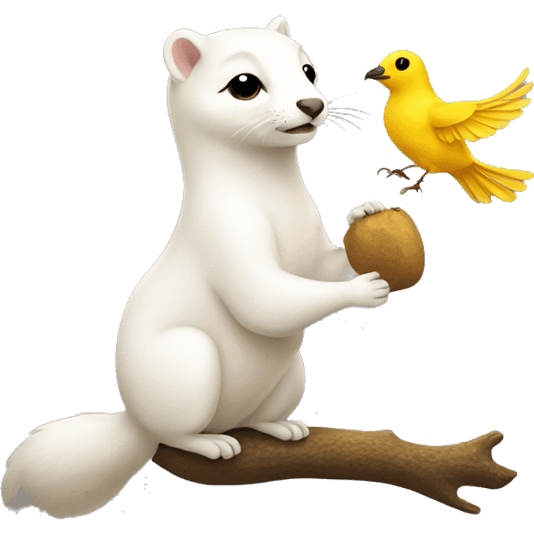 ermine playing a yellow bird emoji