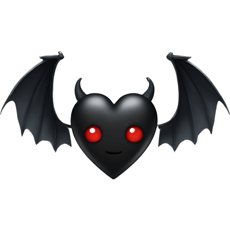 Black heart with devil horns and wings emoji