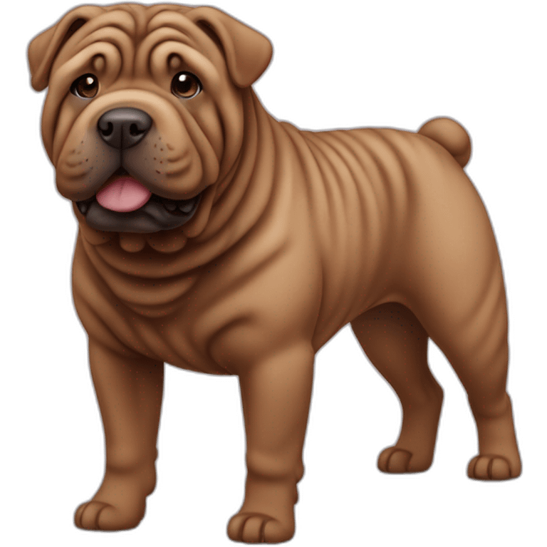 Chocolate shar-pei dog, full body emoji