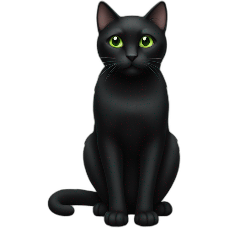 Black cat with white breast green eyes emoji