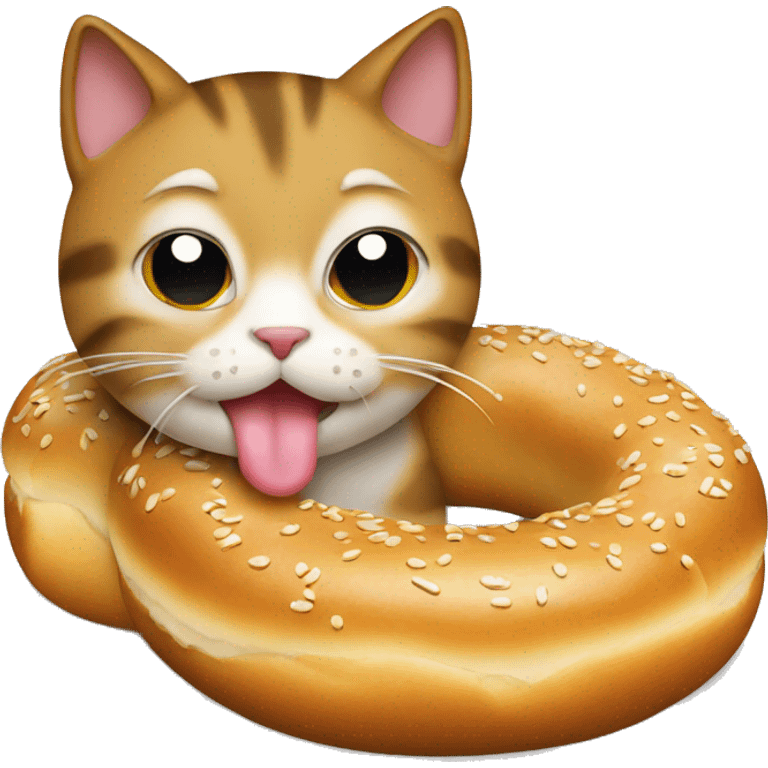 Cat eating a bagel emoji