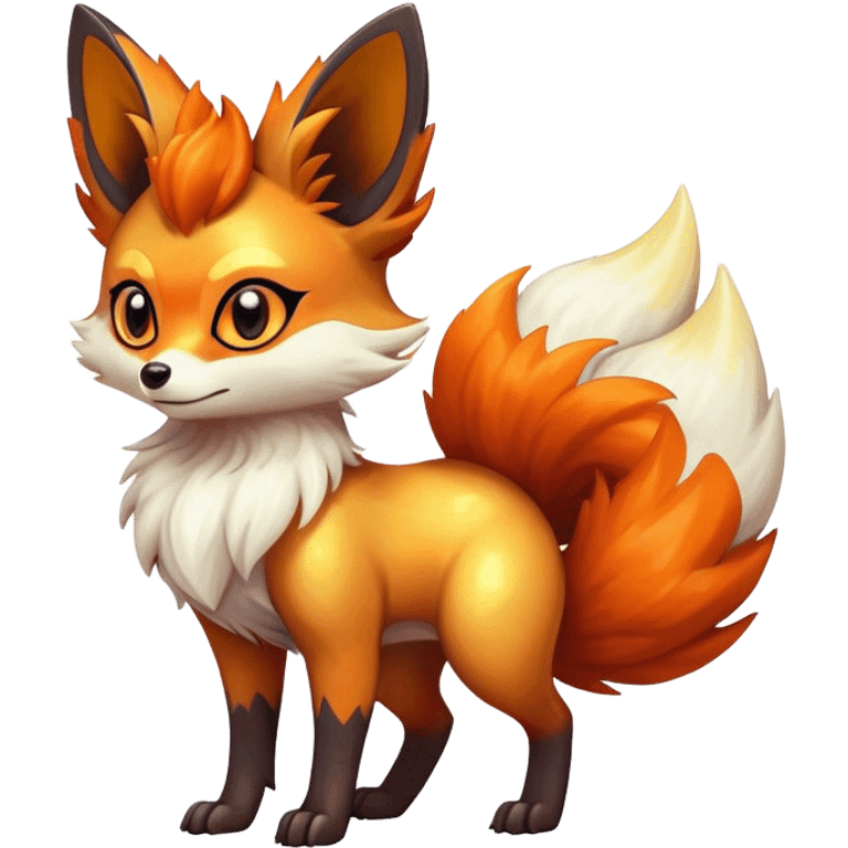 Shiny Dark Fennekin-Vulpix-fusion-hybrid full body emoji