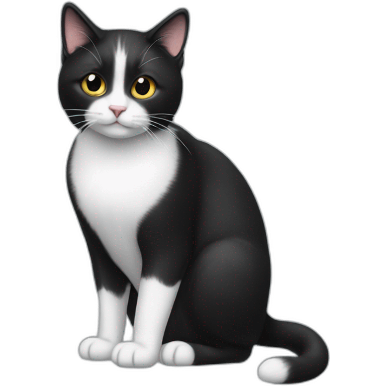 Cute Tux cat,The tail is always raised, and the tip of the tail is a small white ball. emoji