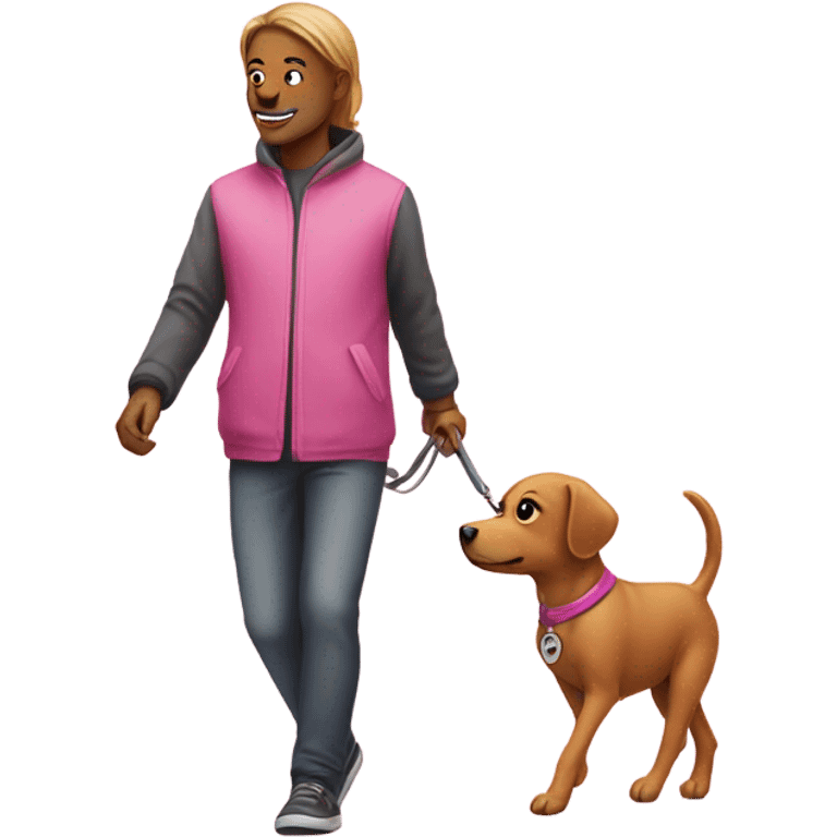 Pink dog walking a human emoji