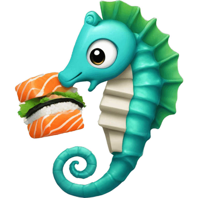 Seahorse eating sushi emoji