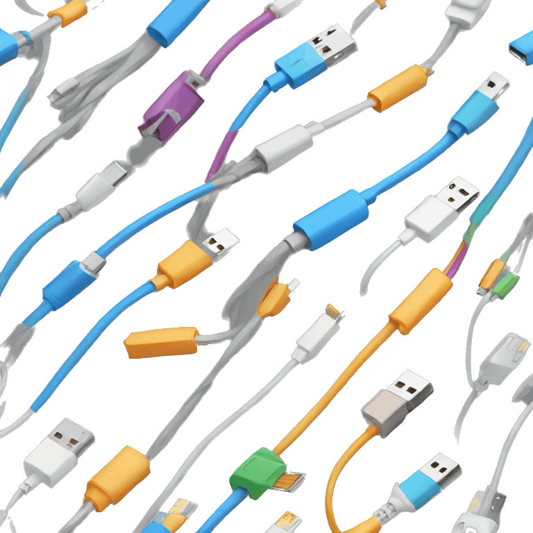 A lot of Unorganized usb cables emoji