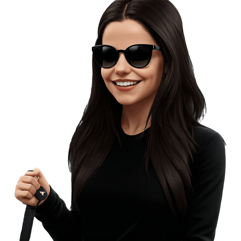 smiling girl with sunglasses emoji