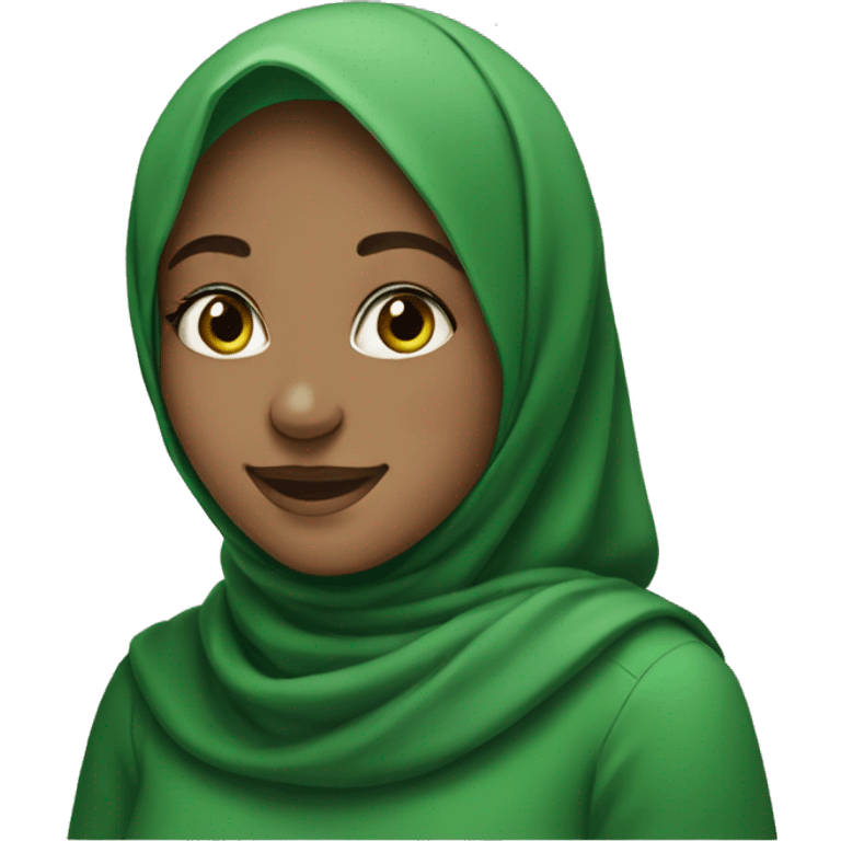 smiling girl portrait wearing green hijab emoji