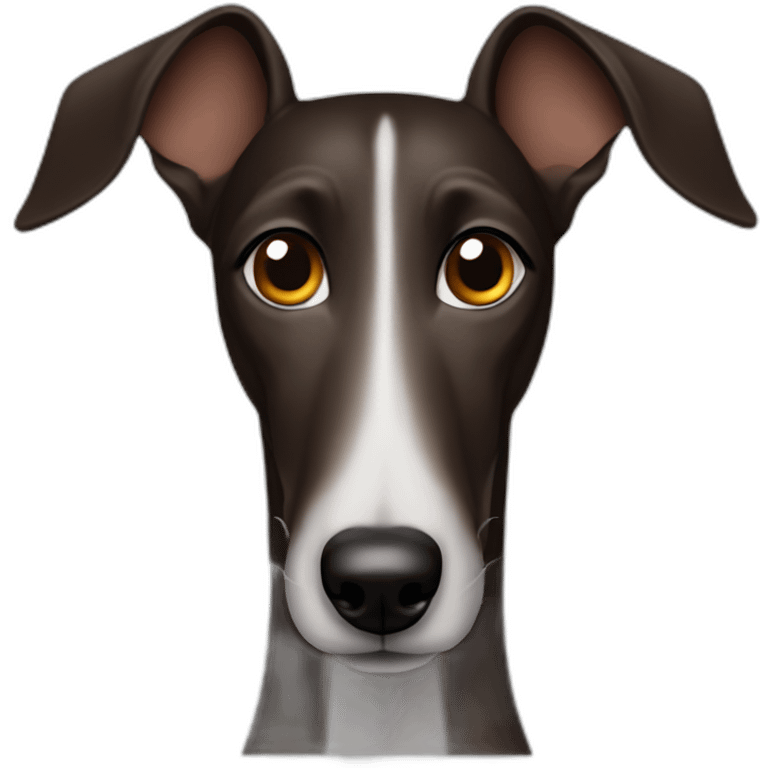 Dark brown greyhound with upwards pointed ears emoji