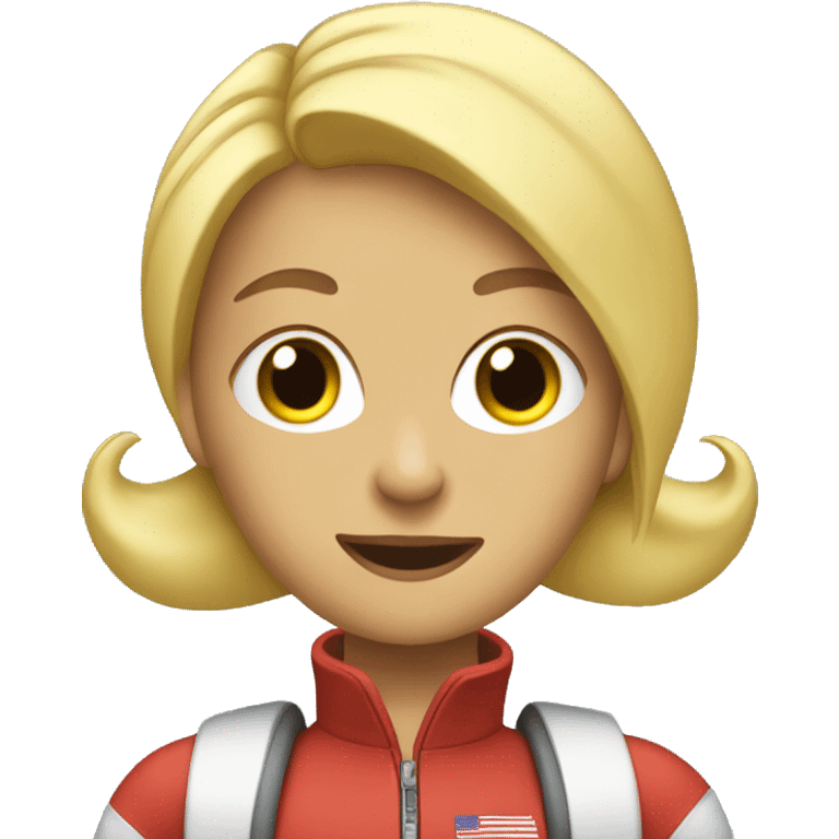 blonde with two ponytails on a rocket emoji