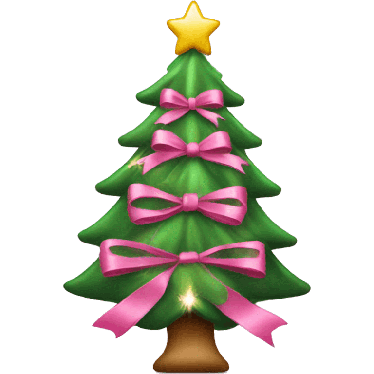 Twinkling Christmas tree with pink bows emoji