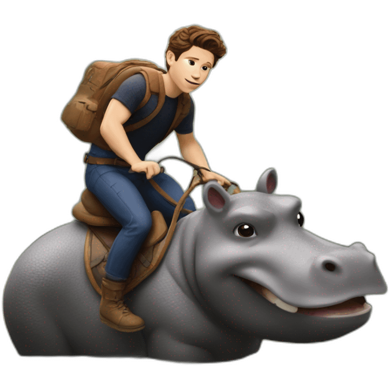 Tom holland riding a hippopotamus emoji