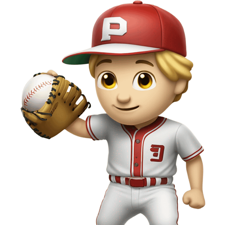 Caucasian Baseball player with cheese and red hat emoji