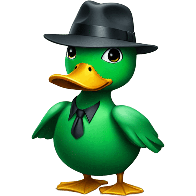 green duck secret agent fedora emoji