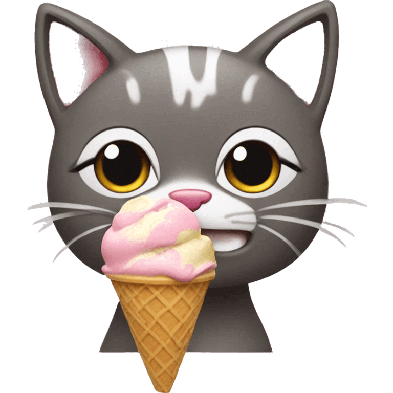 A little cat eating ice cream emoji