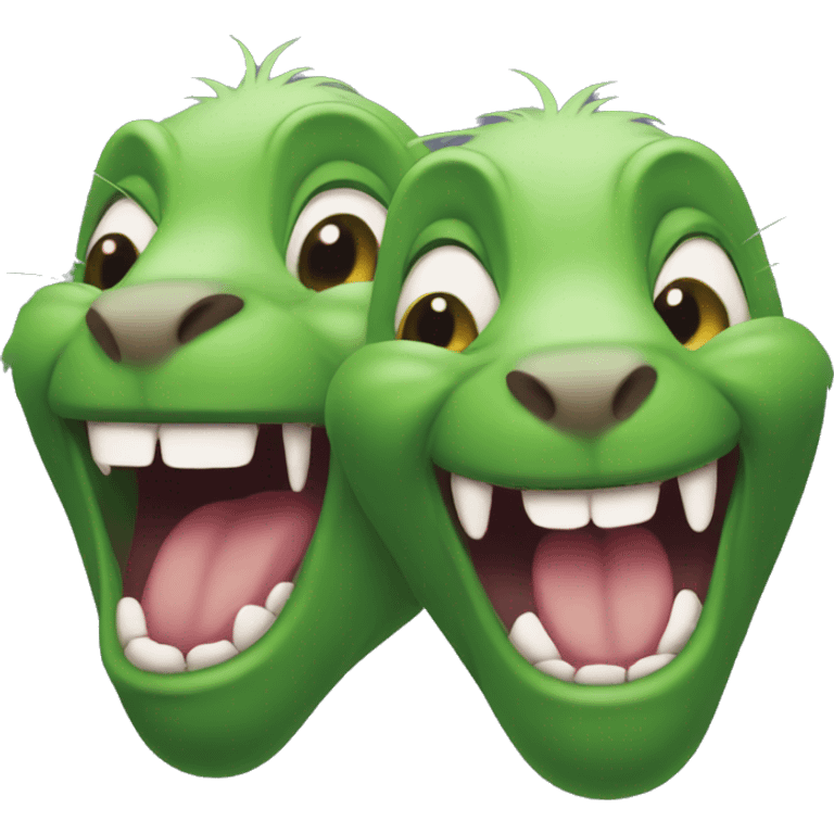 Three green rats evil laugh emoji